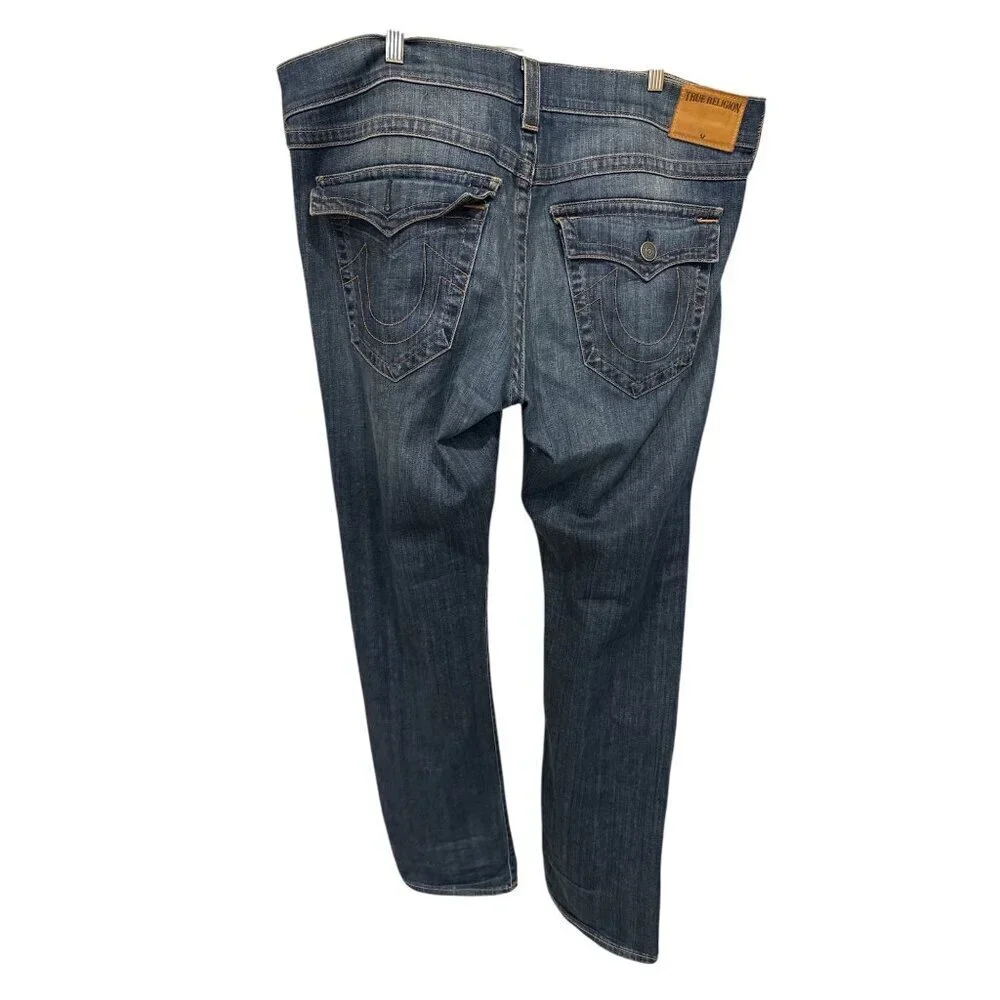 True Religion Men's Size 38 Ricky Relaxed Strait Made In USA Thick Stitch Preown